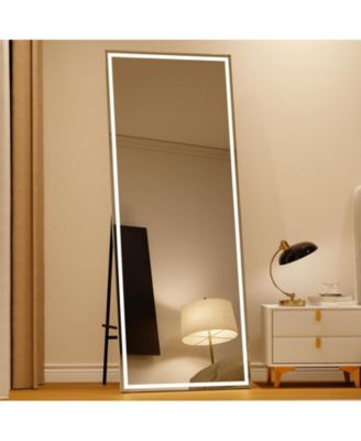 LED Mirror Full Length 71"x 28" Full Body Mirror with Light Floor Mirror Wall Mounted Mirror Freestanding Full Size Mirror dimming 3 Colors Lighting Bedroom Bathroom