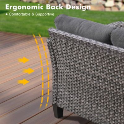 5 Piece Patio Furniture, Outdoor Furniture Sets, Modern Wicker Patio Furniture Sectional and 2 Pillows, All Weather Garden Patio Sofa, Backyard, Steel