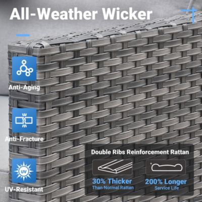 7-Piece Outdoor High-Back Wicker Sectional Sofa Set, All-Weather Rattan Patio Furniture for Garden, Backyard & Porch