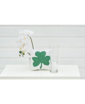 St. Patrick's Day Shamrock Small/Petite Woven Cotton Accent Pillow, 8" x 8"