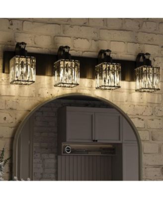 Modern Crystal Bathroom Vanity Lights Black Bathroom Light Fixtures Crystal Vanity Shower Lights Over Mirror, Mirror Glass Crystal Bathroom Vanity Lighting Fixtures