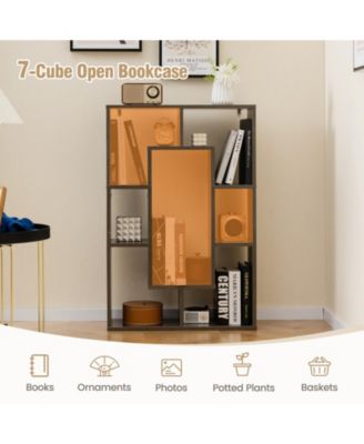 7-Cube Geometric Bookshelf Modern Decorative Open Bookcase