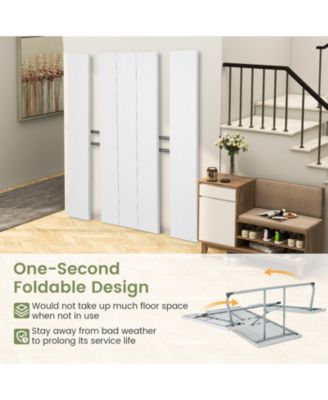 Folding Picnic Table Set with Metal Frame and All-Weather HDPE Tabletop, Umbrella Hole