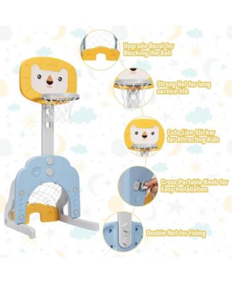 3-in-1 Adjustable Kids Basketball Hoop Sports Set