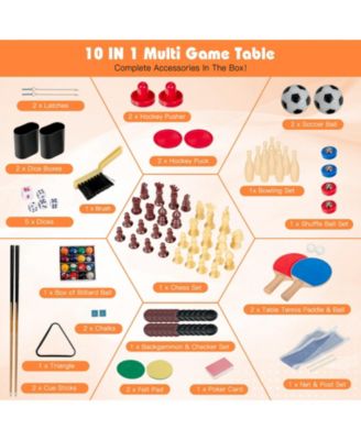 10-in-1 Multi Combo Game Table Set for Home