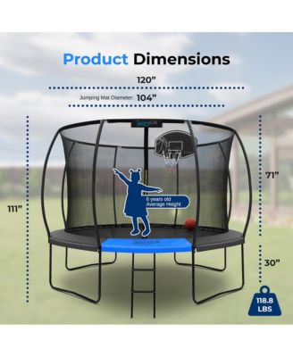 10ft Pumpkin Trampoline with Inner Enclosure, Ladder, and Basketball Hoop for Kids