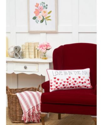 Valentine's Day "Love Is In The Air" Embroidered Accent Pillow, 12" x 24"