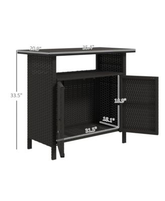 Wicker Storage Cabinet, Outdoor Buffet Cabinet, Dark