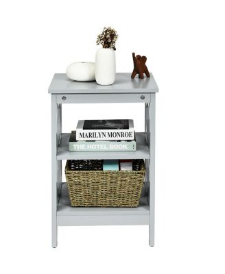 2 Pieces 3-tier Nightstand Sofa Side End Accent Table Storage Display Shelf