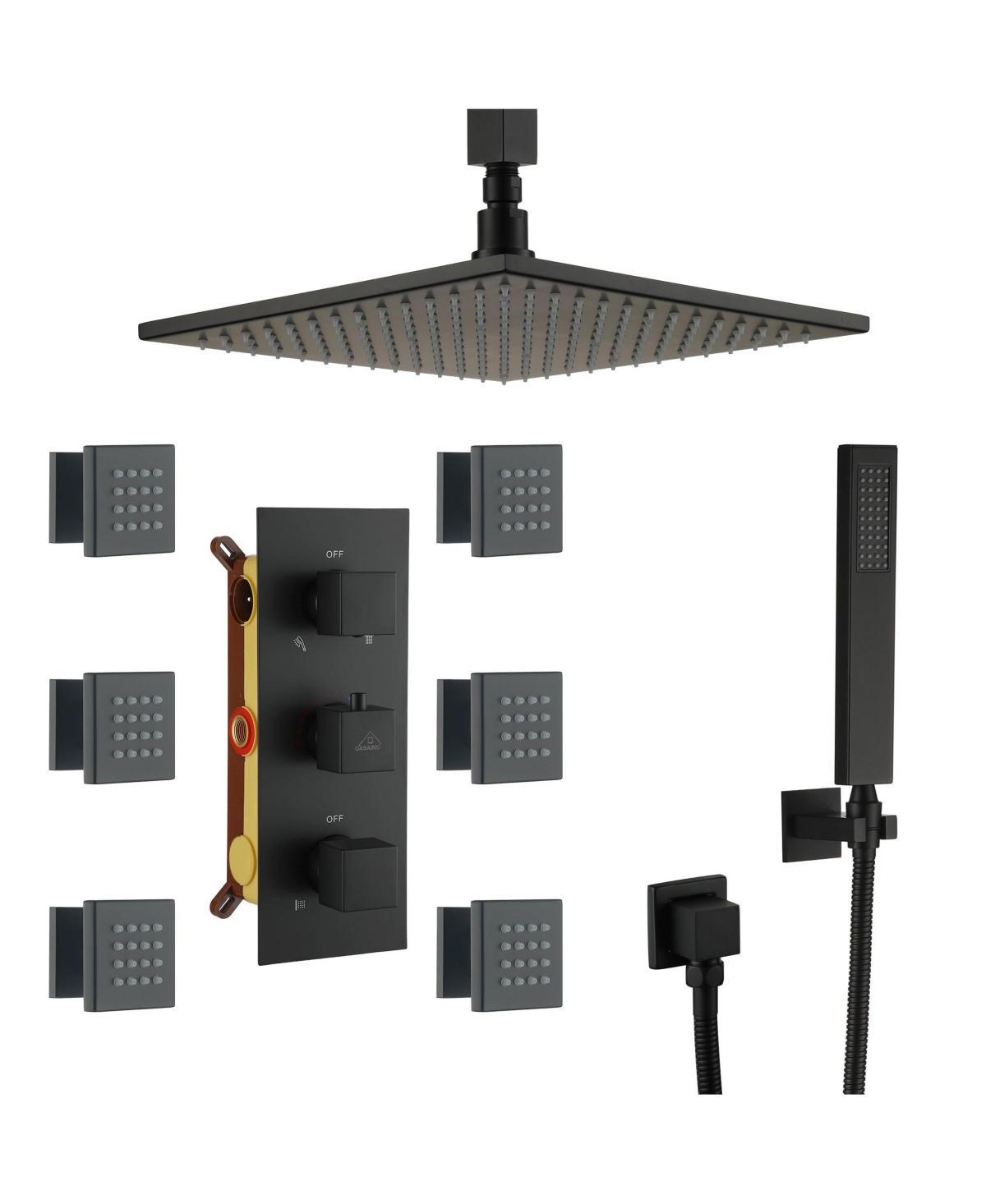 12-inch Luxury Shower System with Handheld Shower Head and Body Jets Led Ceiling Shower Head with Side Spray Thermostatic Shower System Shower Trim Ki
