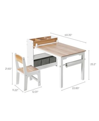 Children Play Table with Bookcase and 2 Chairs Set