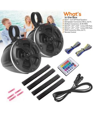 Waterproof Off-Road Speakers, 800 Watt PowerSport System, RGB Lights