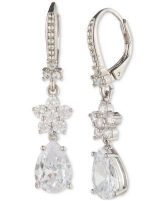 Marchesa - Gold-Tone Cubic Zirconia Flower Double Drop Earrings