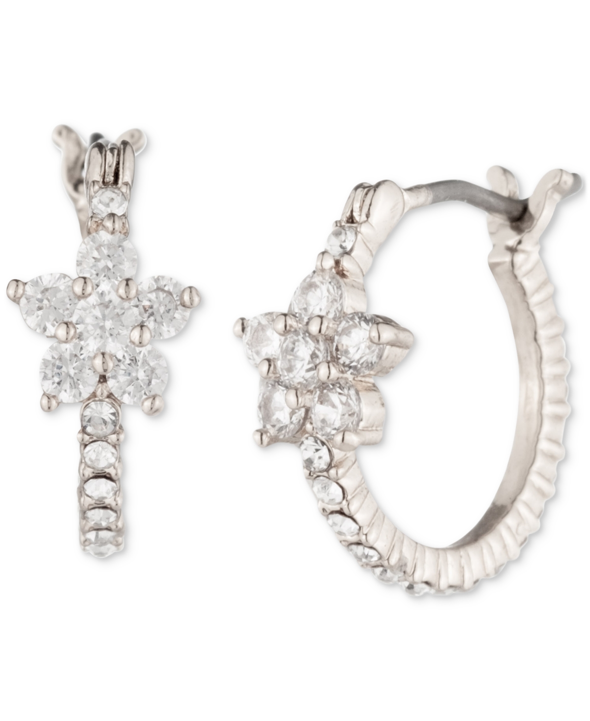 MARCHESA EXTRA-SMALL CUBIC ZIRCONIA FLOWER HOOP EARRINGS, 0.4" 