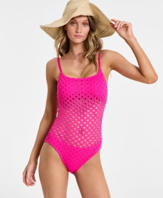 Women's Crochet Scoop-Neck One-Piece Swimsuit
