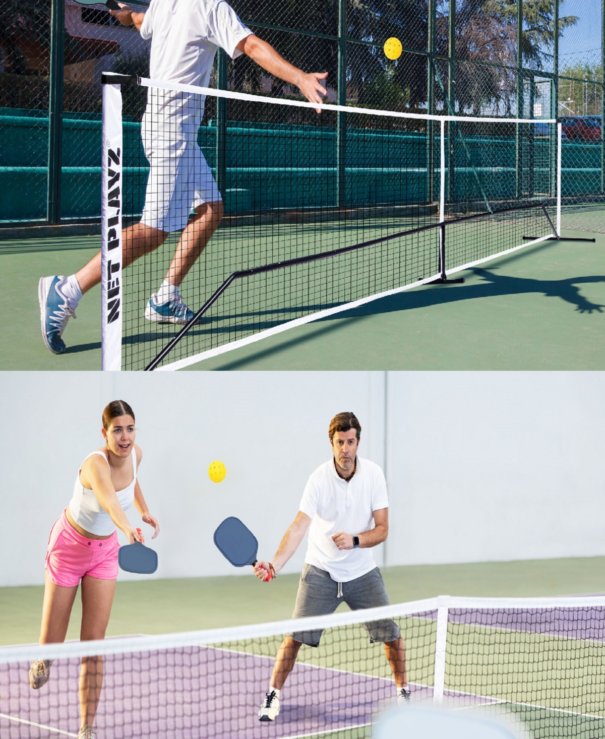Net Playz Portable Easy Setup Pickleball Net In White
