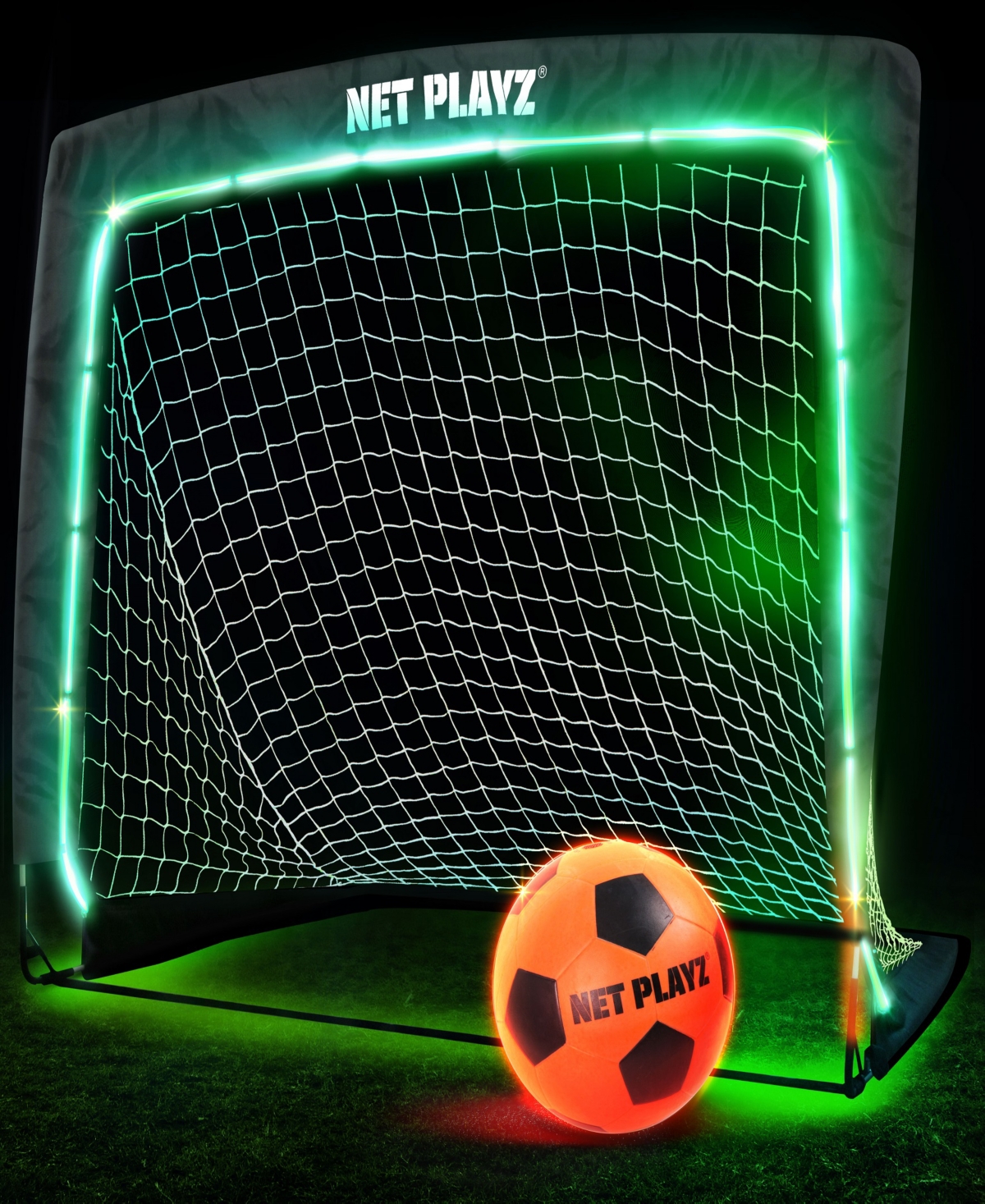 Net Playz Light Up Glow-in-the-dark Soccer Ball And Goal Gift Set In Black