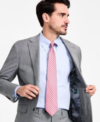 Men's Windowpane Wool-Blend Stretch Classic-Fit Suit Jacket