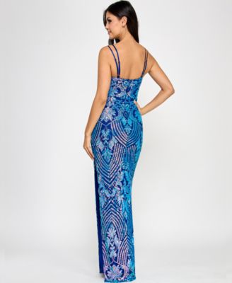 Emerald Sundae Juniors' Sequined Side-Slit Gown, Created for