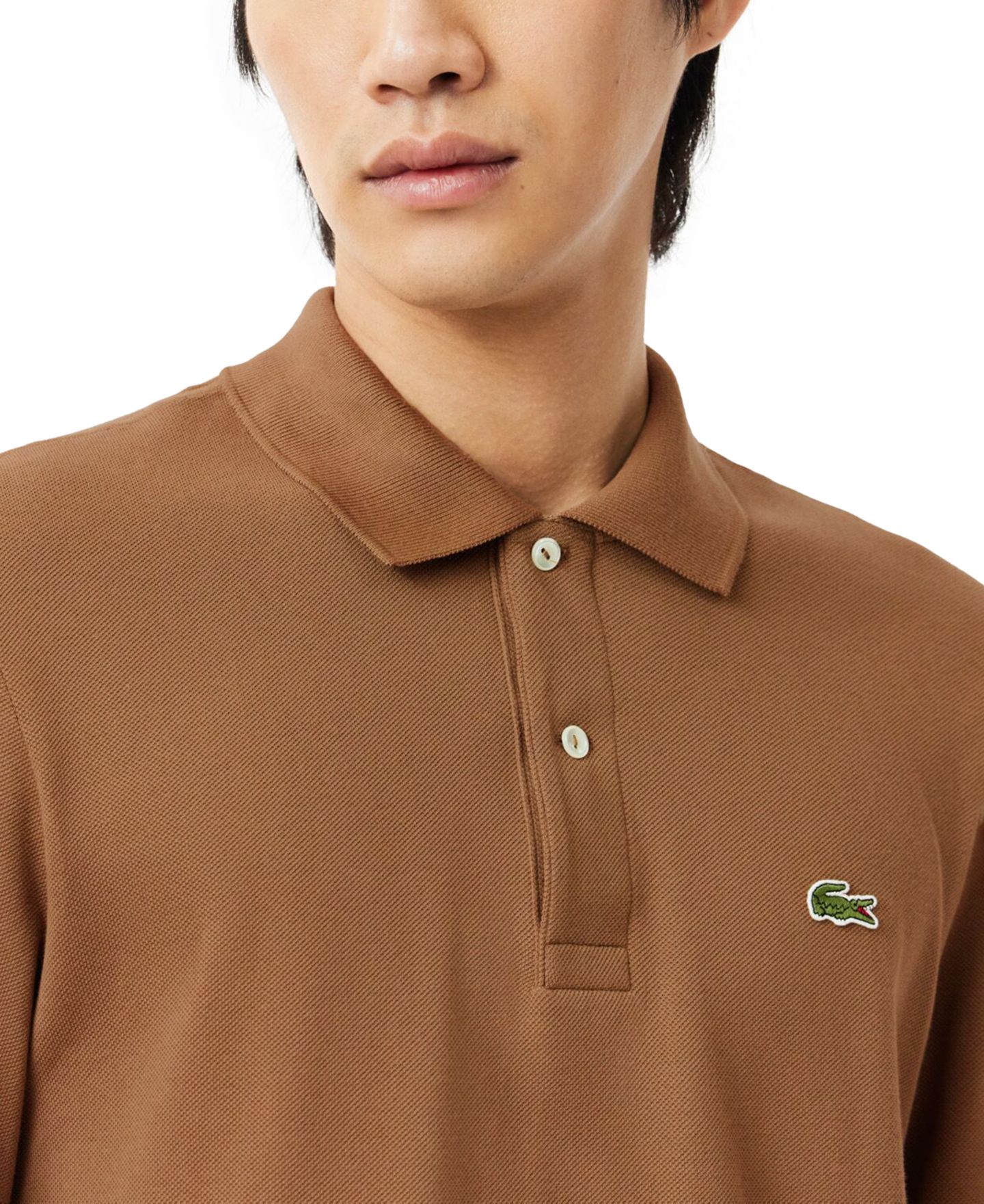 Мужское поло Lacoste Classic Fit Long-Sleeve Polo Shirt, цвет: Cookie — фото 3