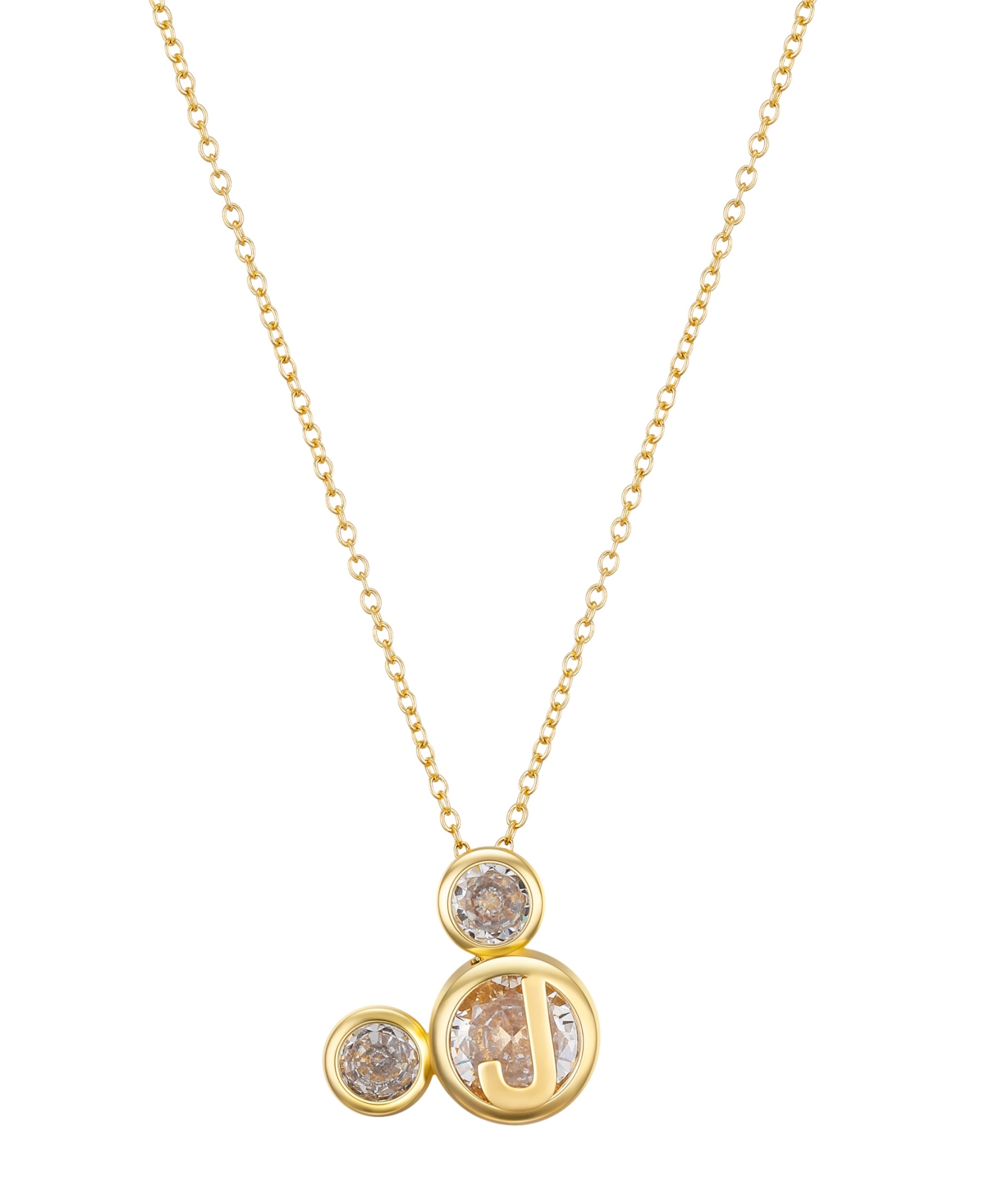 Disney Cubic Zirconia Mickey Mouse Dream Initial Pendant Necklace In Gold-j