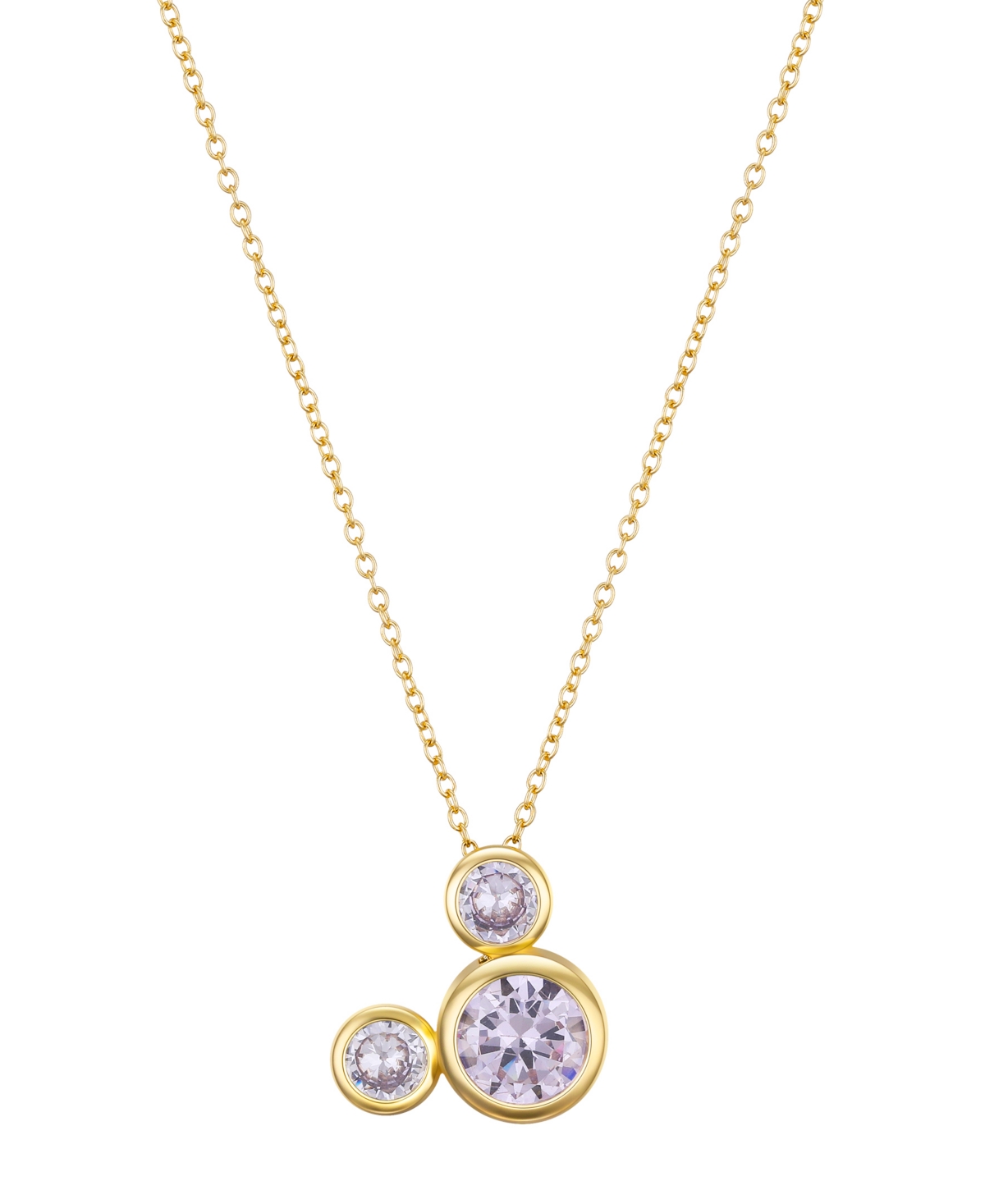 Disney Cubic Zirconia Mickey Mouse Dream Birthstone Pendant Necklace In Gold,lavender