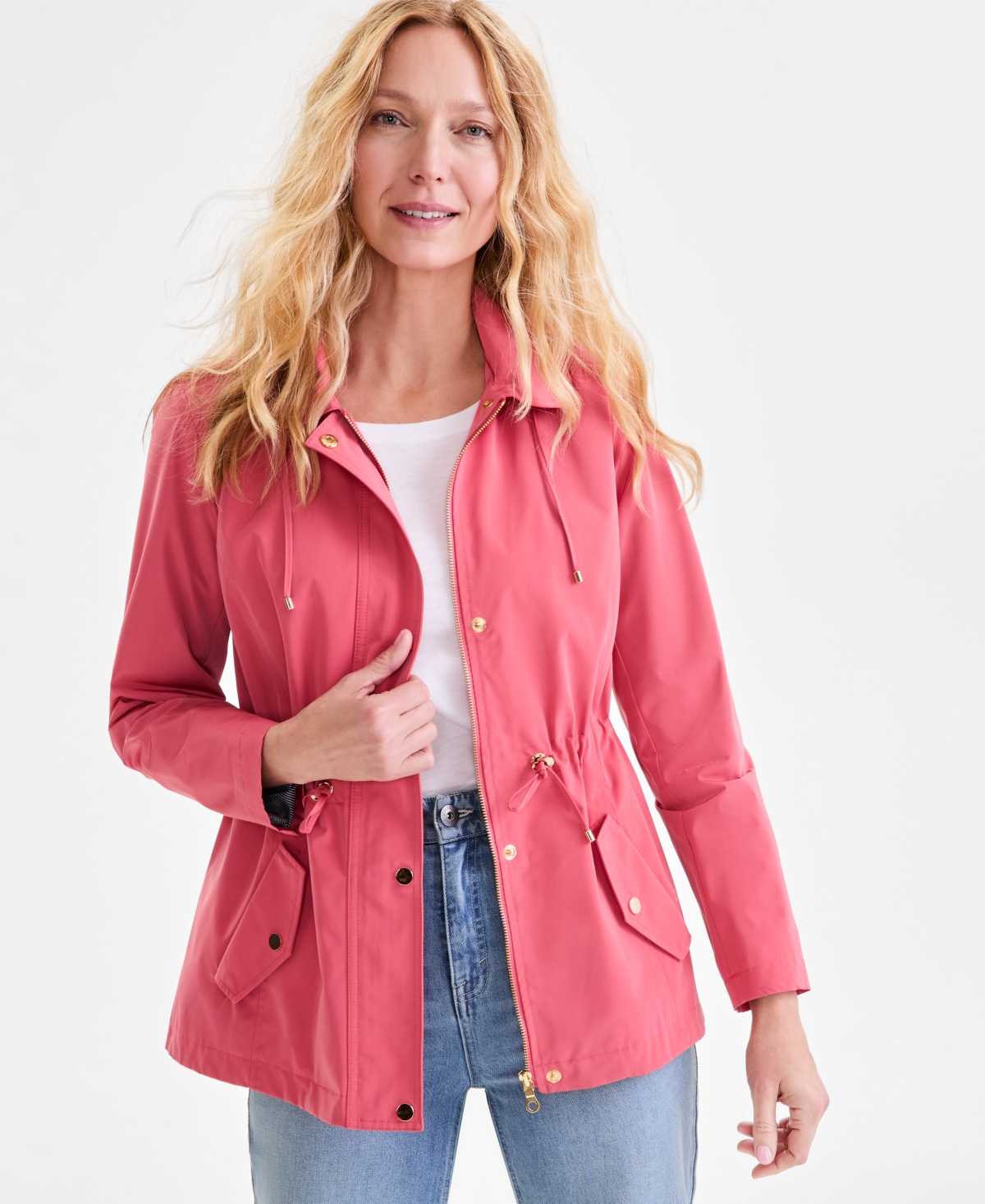 Style & Co Women's Hooded Anorak, Created For Macy's In Red Granite