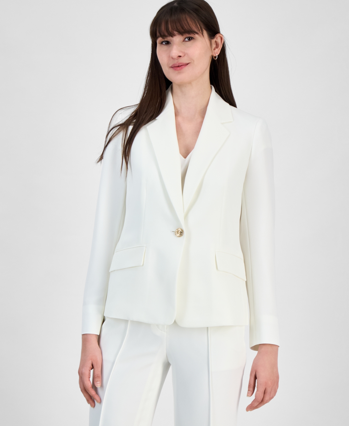 Kasper Women's One Button Notched Collar Blazer, Regular & Petite