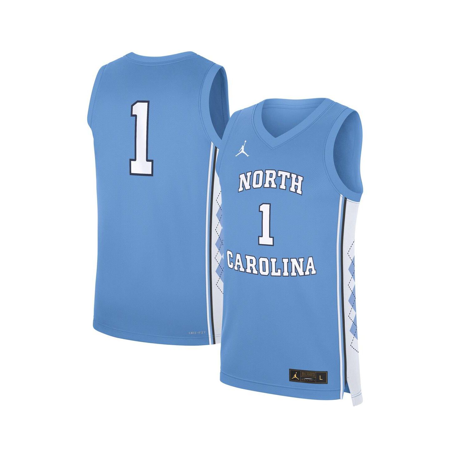 Мужские топы Jordan Carolina Blue North Carolina Tar Heels Road Replica Basketball Jersey — фото 1