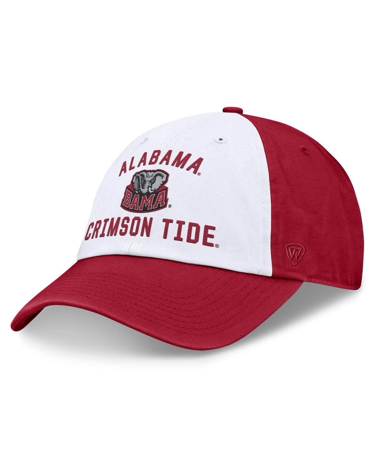Top Of The World Men's White/crimson Alabama Crimson Tide Heritage Weston Adjustable Hat In White,crimson
