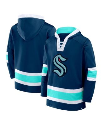 Fanatics - Men's Deep Sea Blue Seattle Kraken Inside Line Fleece Pullover Hoodie