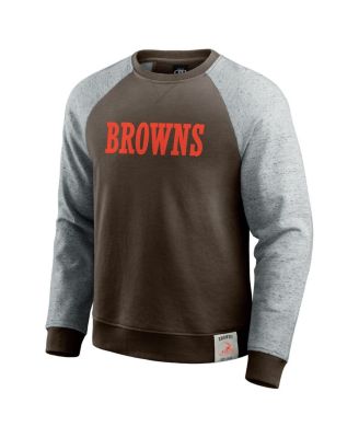 Men's Brown/Heather Gray Cleveland Browns Colorblock Pullover Sweatshirt