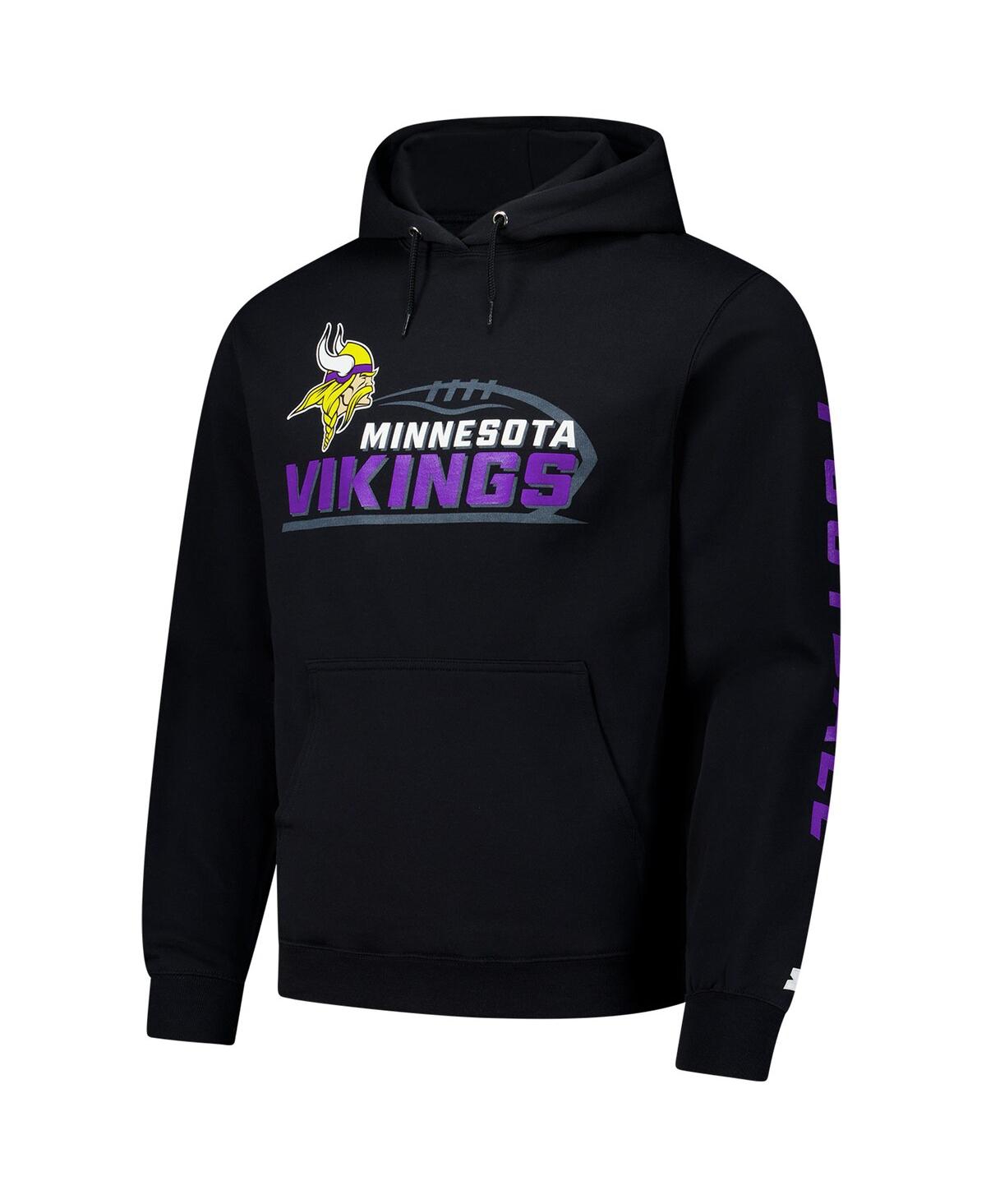 Starter Black Minnesota Vikings Vintage Pullover Hoodie In Black