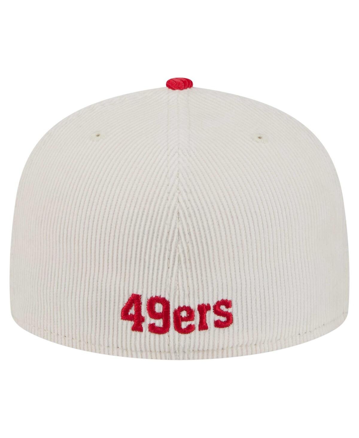 Shop New Era Men's Cream/scarlet San Francisco 49ers Throwback Corduroy 59fifty Fitted Hat In Cream,scarlet