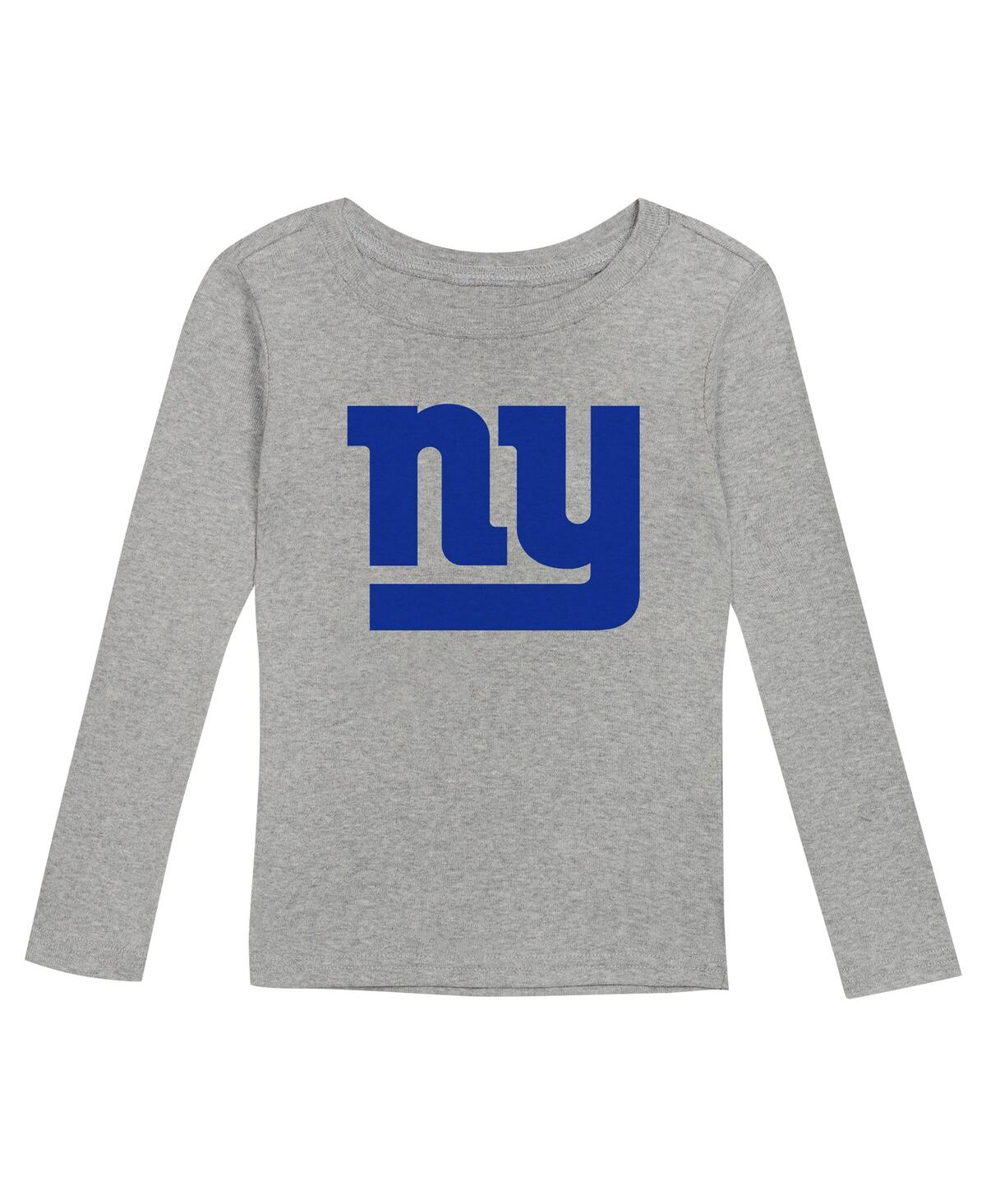 Outerstuff Big Boys And Girls New York Giants Long Sleeve T-shirt And Pants Sleep Set In Heather Gray