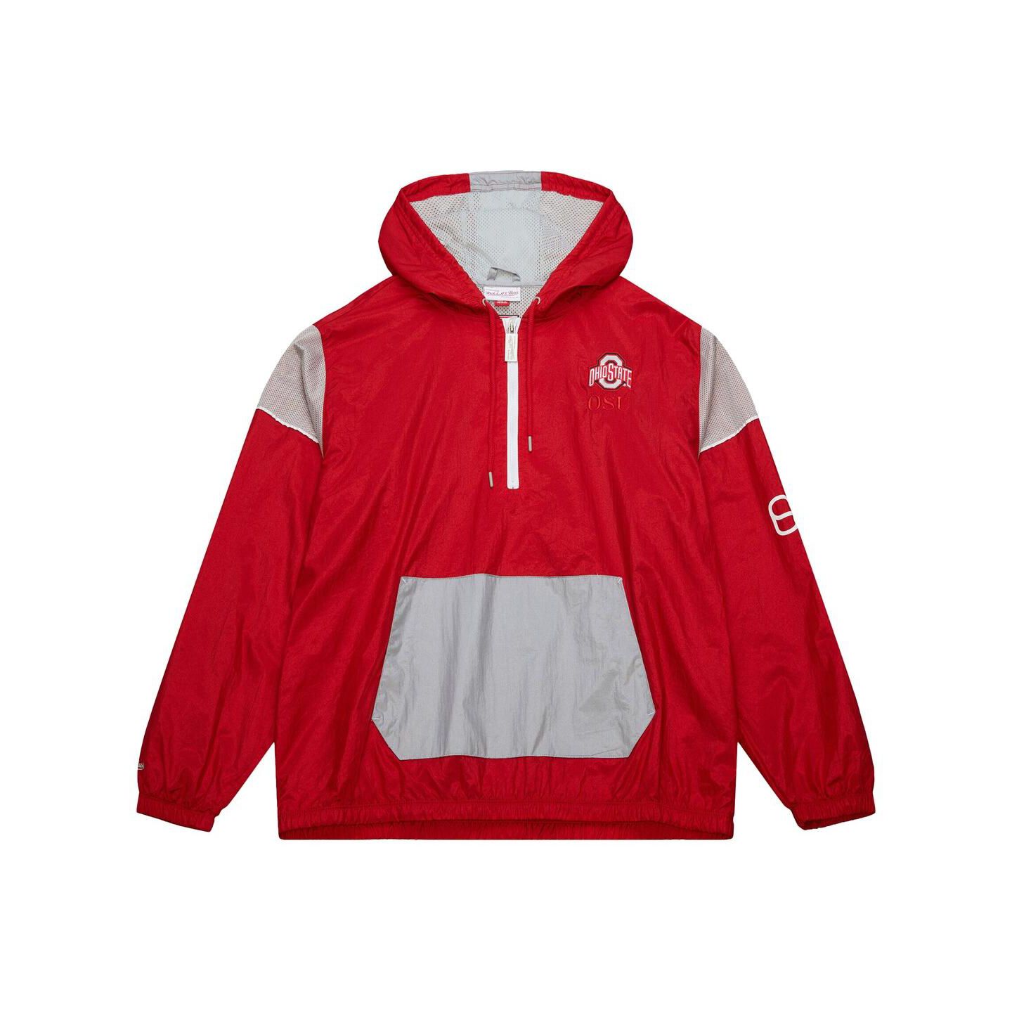 Мужское худи Mitchell & Ness Scarlet Ohio State Buckeyes Team 3.0 Anorak Half-Zip — фото 3