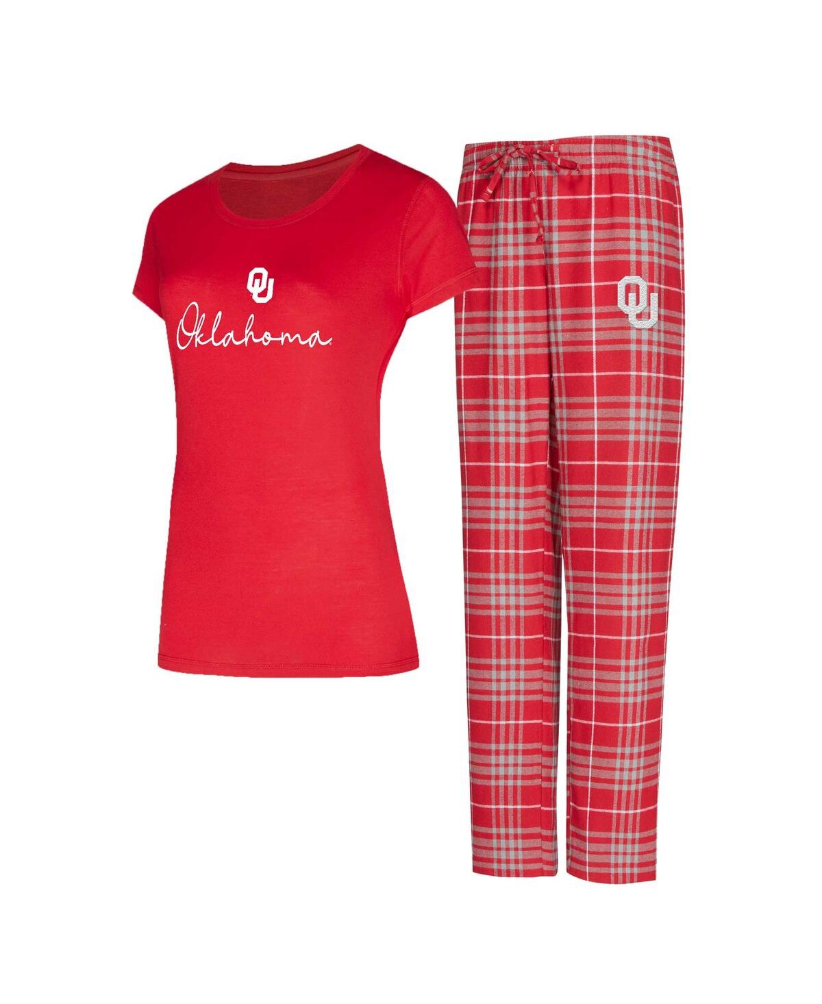 Shop Concepts Sport Women's Crimson Oklahoma Sooners Vector T-shirt Flannel Pants Sleep Set
