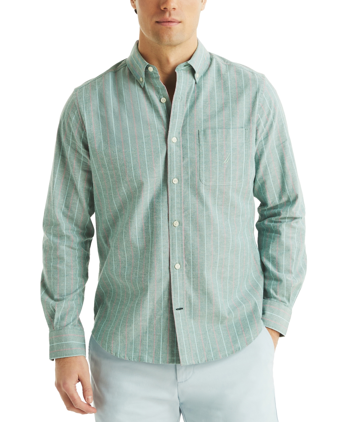 Men's Stripe Oxford Shirt - Green Leaf