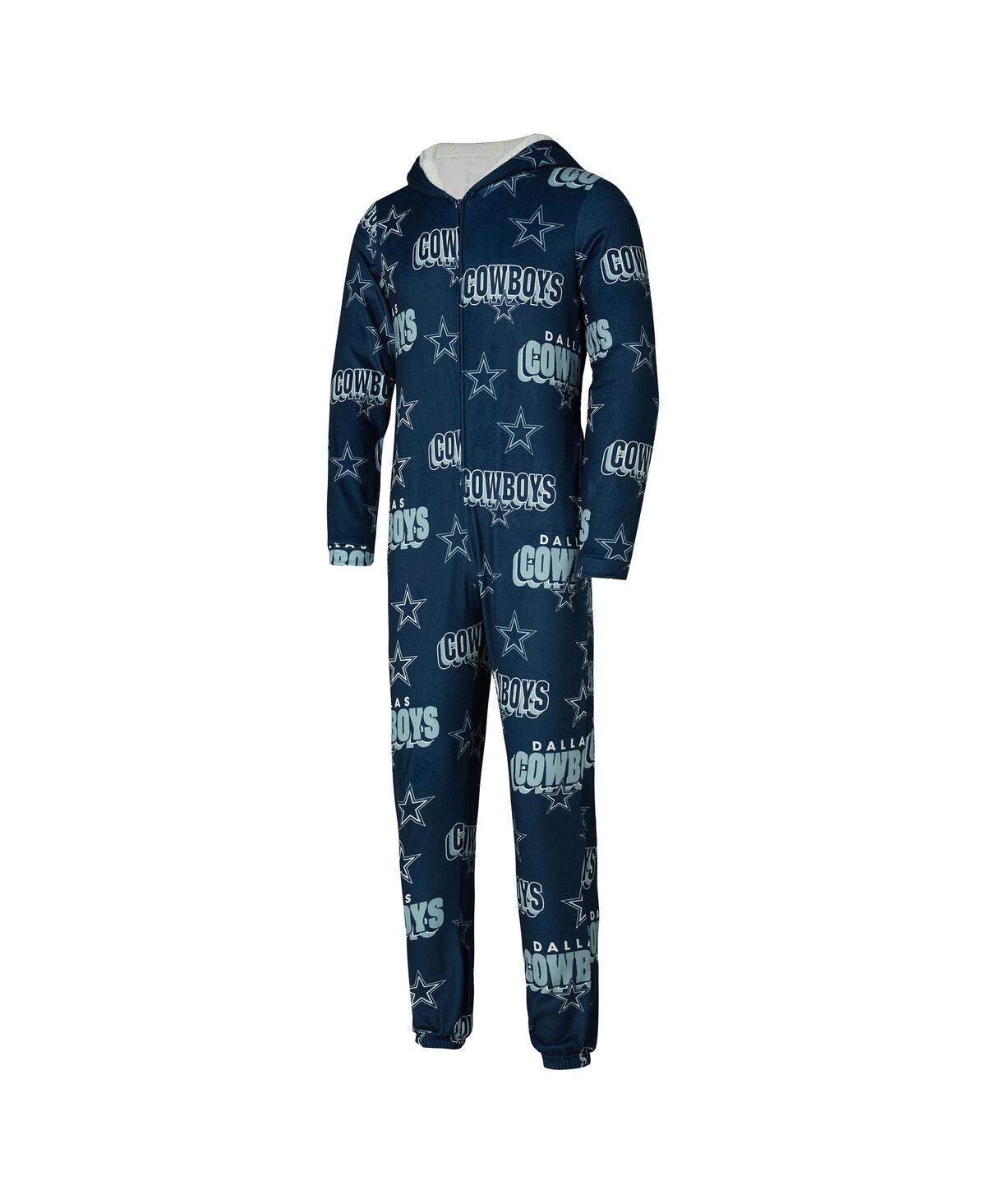Concepts Sport Women's Navy Dallas Cowboys Roadway Allover Print Microfleece Full-zip Union Suit In Navy