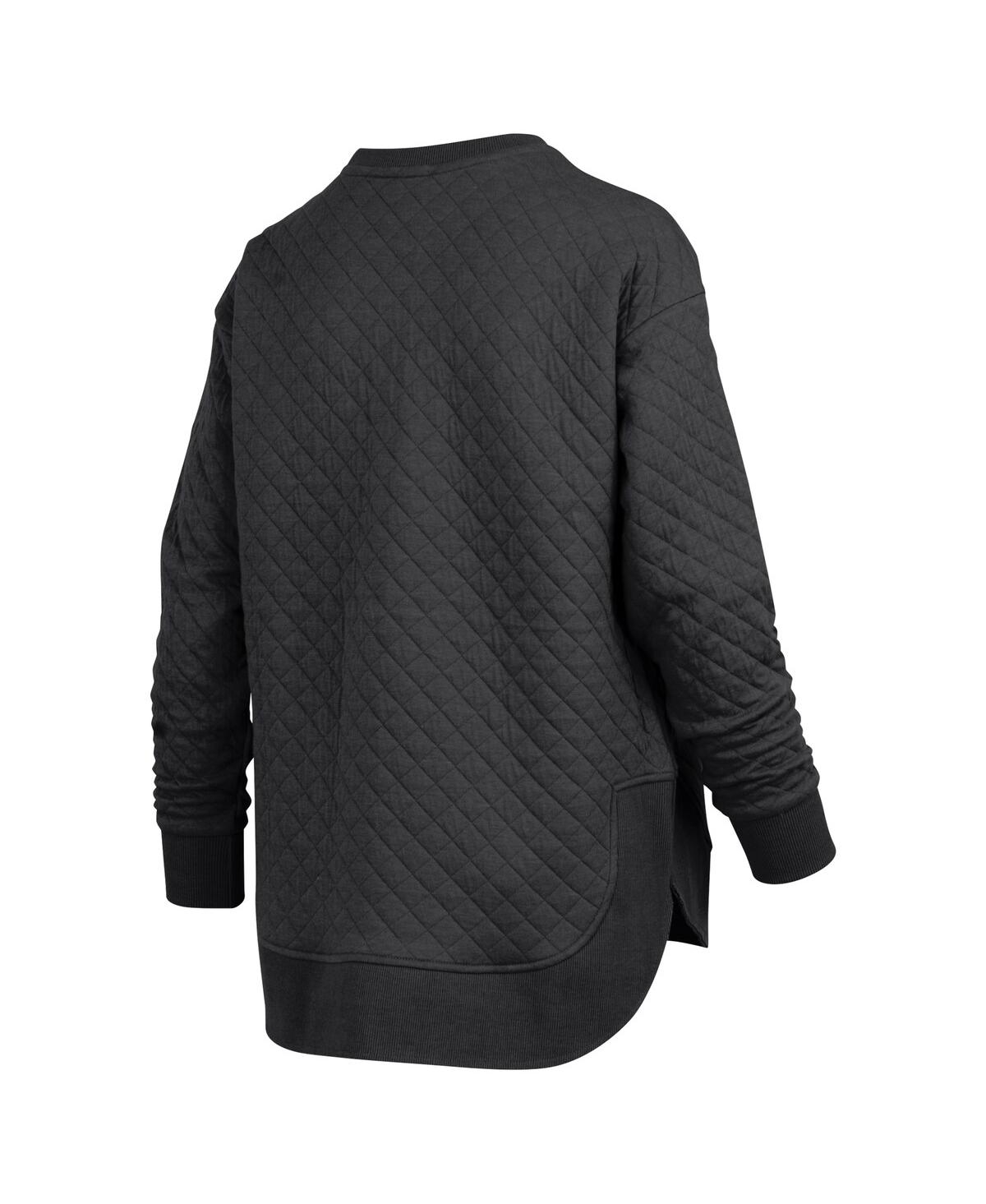 PRESSBOX WOMEN'S BLACK IOWA HAWKEYES QUILTED LONG SLEEVE PULLOVER SWEATSHIRT 