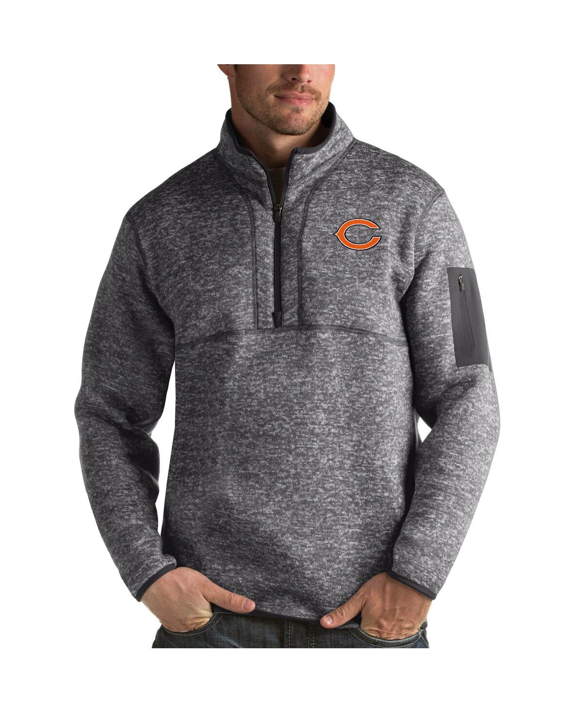 Antigua Men's Charcoal Chicago Bears Fortune Quarter-zip Pullover Jacket In Charcoal