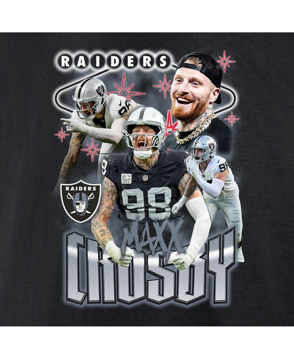 FANATICS MEN'S MAXX CROSBY BLACK LAS VEGAS RAIDERS NOTORIOUS PLAYER GRAPHIC T-SHIRT