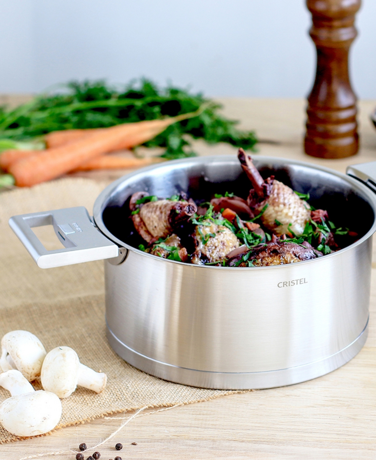 Cristel Stainless Steel 3 Quart Strate Saucepan With Lid In Silver