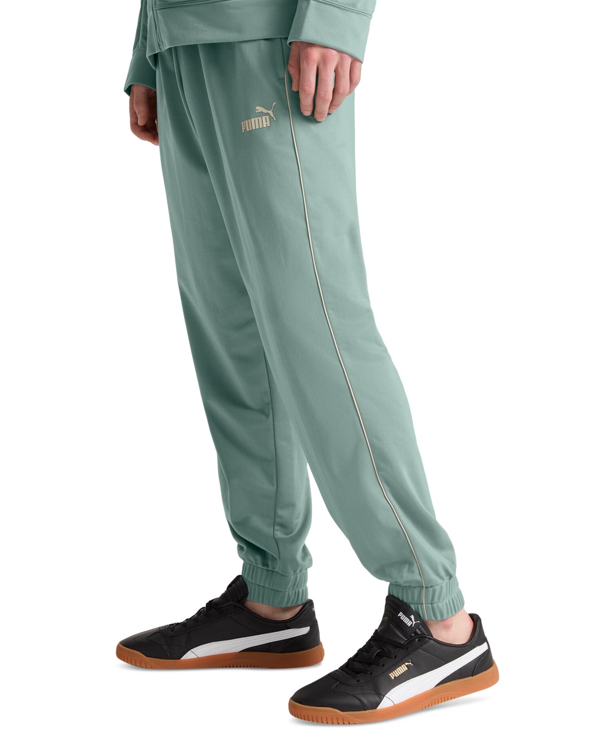 Puma Men's Piped Tricot Joggers In Green Moon