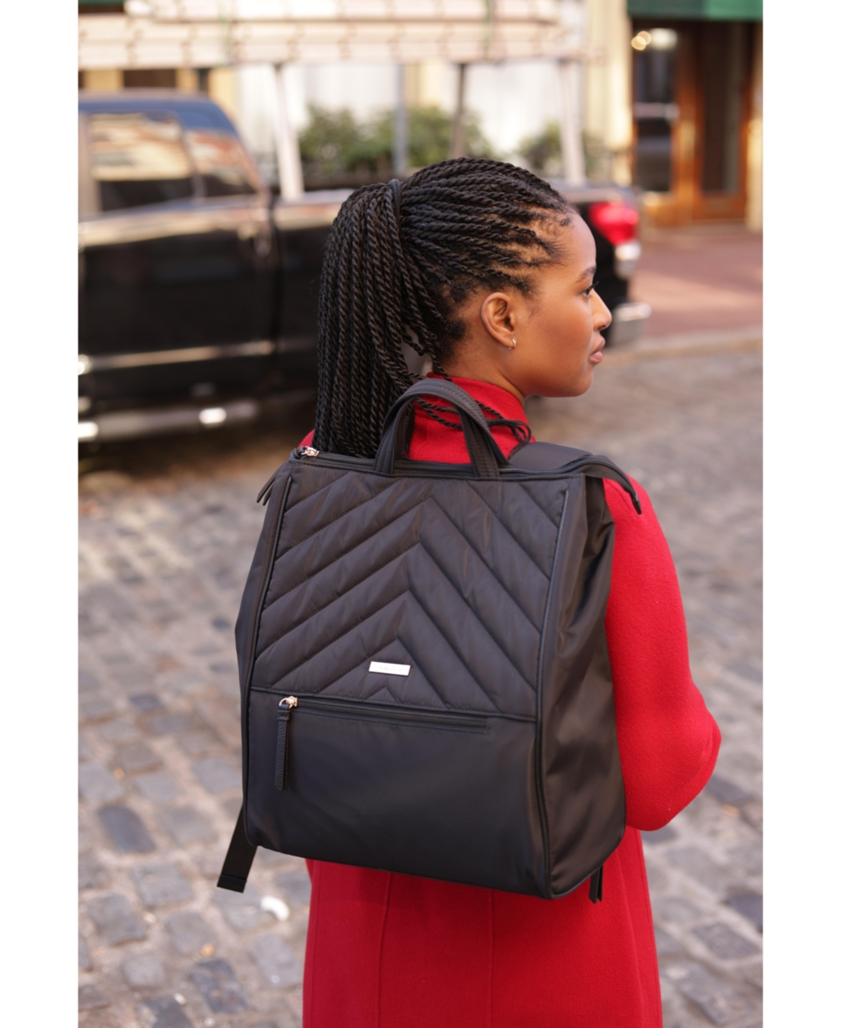 Minkeeblue Convertible Organizational Amber Backpack With Lunch Bag In Black