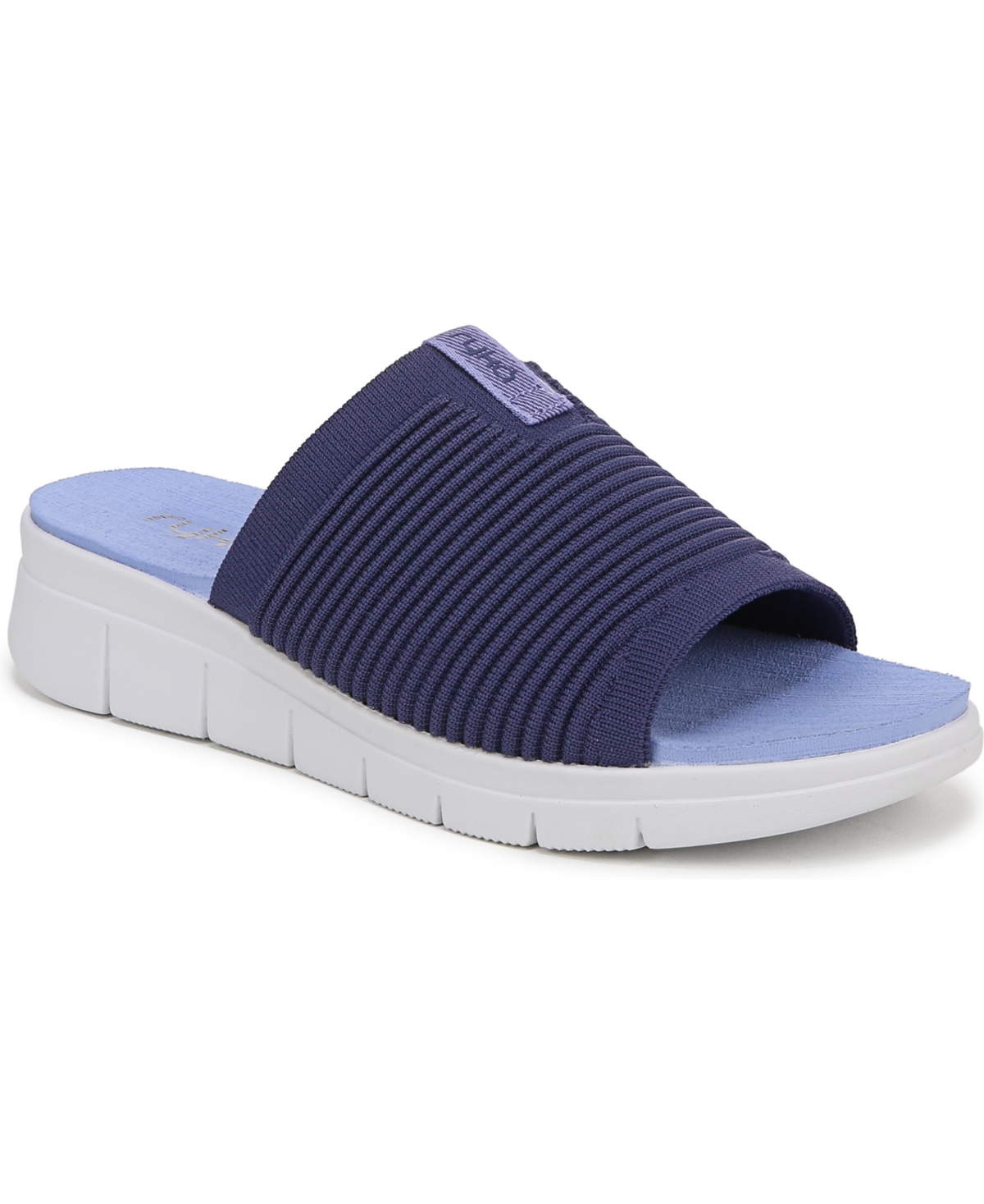 Ryka Women's Epic Slide Wedge Sandals In Dusk Blue Knit Fabric
