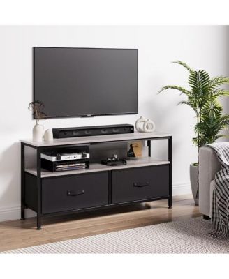 Dresser TV Stand for Bedroom,TV Console with Drawers, 2 Drawers Entertainment Center with Open Shelf, Media Console for 50 Inch TV, Dresser with PU Finish