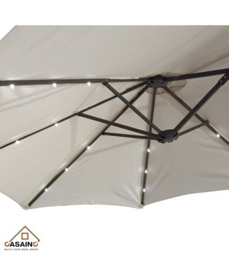 Outdoor Double-Sided Patio Umbrella with Base 36 LED Light Market Umbrella with Cover