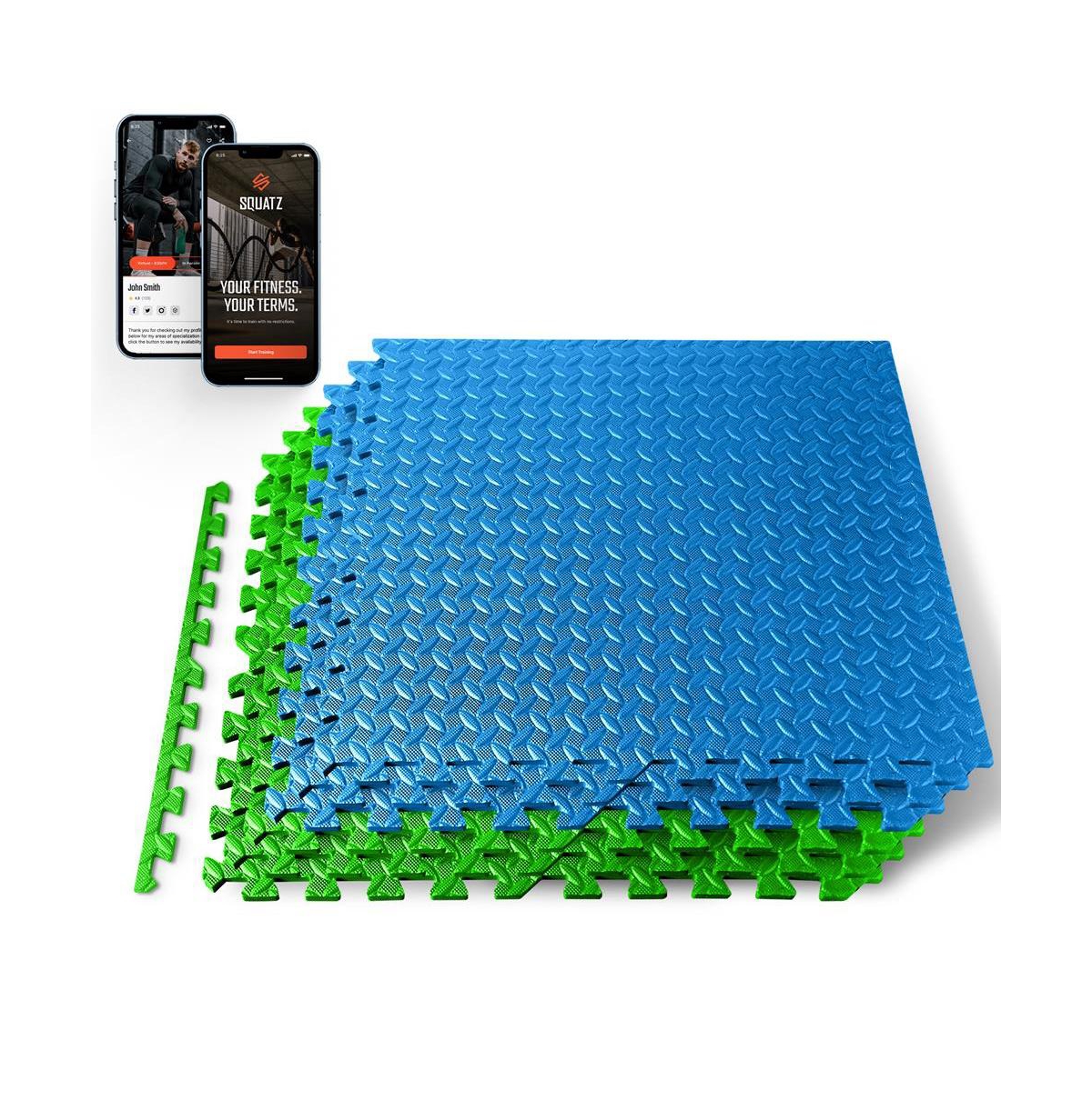 6-Piece Puzzle Exercise Mat, Eva Foam Tiles, Blue/Green - Blue