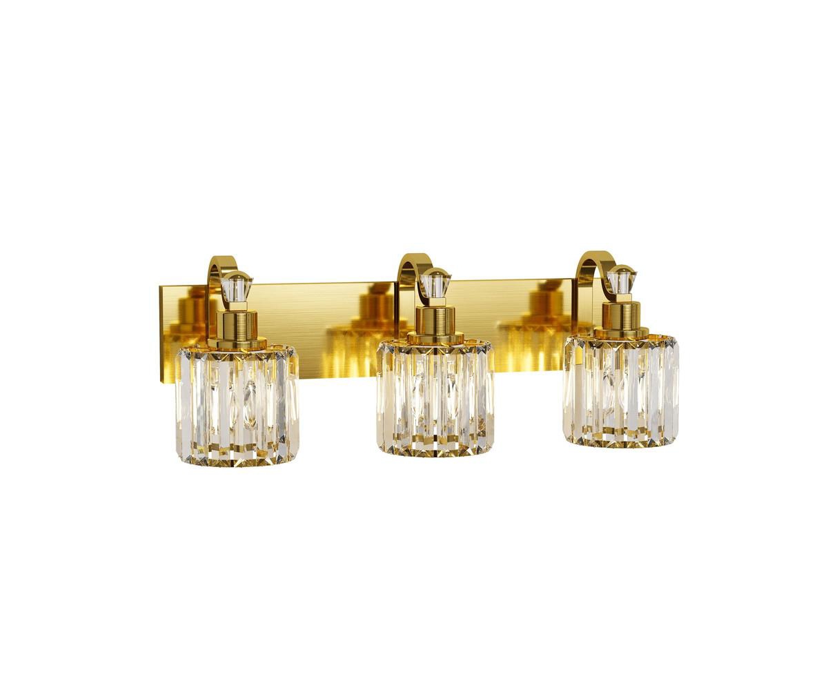 gaomon Modern Crystal Bathroom Vanity Lights Gold Bathroom Light Fixtures Crystal Vanity Shower Lights Over Mirror, Mirror Glass Crystal Bathroom Vani
